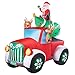 Gemmy Holiday Time Santa Truck Retro Truck with Reindeer, Airblown Inflatable 8 Feet