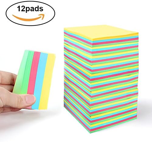 Innospo Sticky Notes 3x3 inches, 12 Pads, 100 Sheets/Pad, 1200 sheets, Spring Colors Self-Stick Notes for Home, Office (Green, Pink, Blue, Yellow in One Pad)
