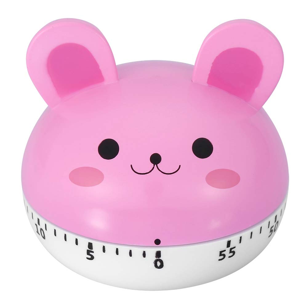 Cartoon Animal Timer Cooking Mechanical Cooking Mechanism Animal Manual Shape Counters for Kitchen Sync Tool (Pink Rabbit)