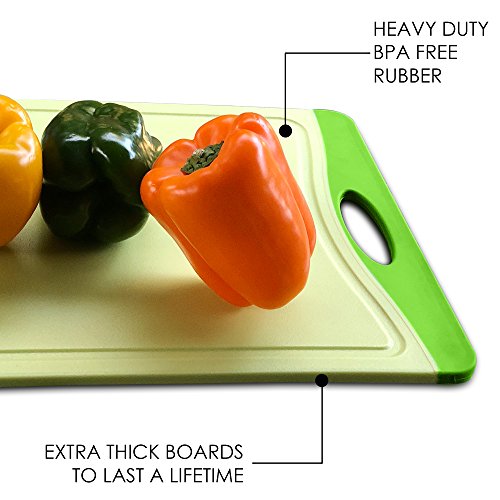 Raj Plastic Cutting Board Reversible Cutting board, Dishwasher Safe, Chopping Boards, Juice Groove, Large Handle, Non-Slip, BPA Free, FDA Approved (18", Lime with Green border) - Thumbnail 6