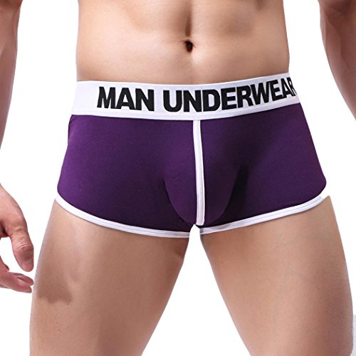 kaifongfu Men's Underwear, Mens Soft Briefs Underpants Boxer Briefs Knickers Shorts Underwear(Purple,L)