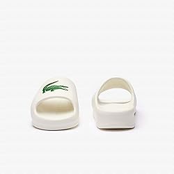 Lacoste Women's Slide Sandal, White/Green, 40.5 EU