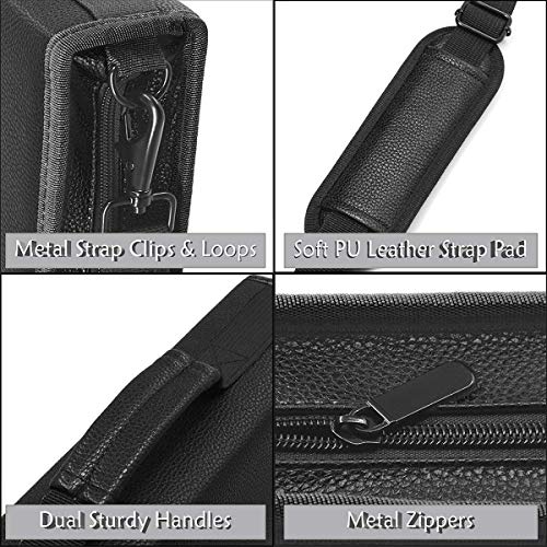 BOMKEE Pencil Case Holder 210 Slots PU Leather Pencil Holder Gel Pen Bag with Adjustable Removable Strap Zipper Closure Large Capacity Pen Organizer (Black)