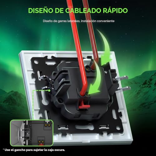BSEED Light Switch With Glass, Wall Light Switch with Hook,Switch Switch,Push Button,Easy Installation,E-Series,1 Gang 1 Way,86 mm White