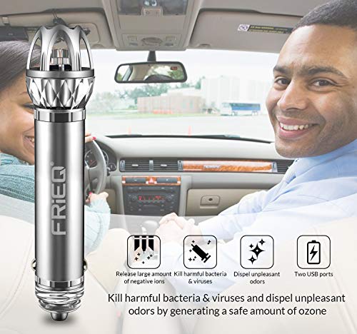 FRiEQ Car Air Purifier, Car Air Freshener and 2-in-1 Ionic Air Purifier | Remove Dust, Pollen, Smoke and Bad Odors - Available for Your Auto or RV