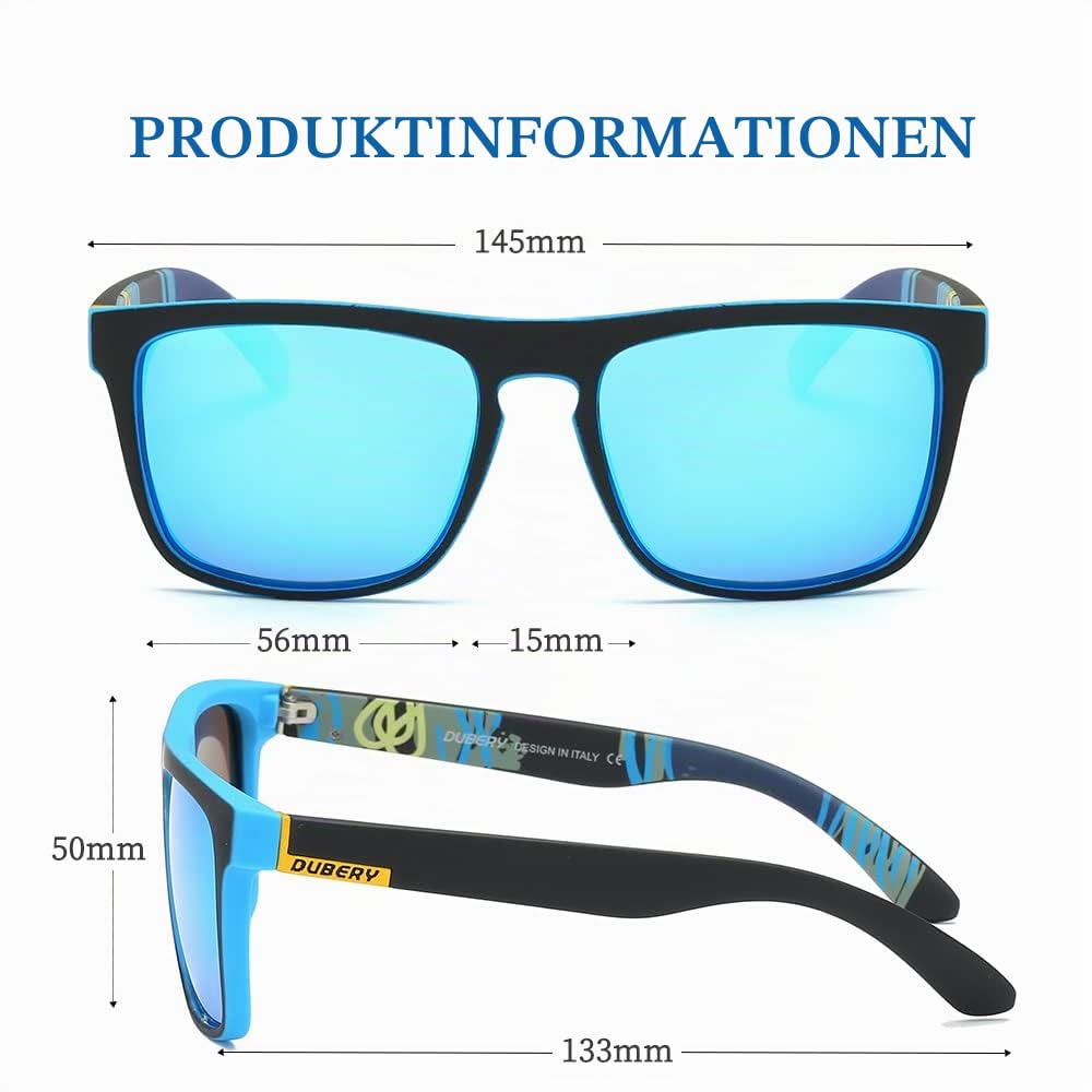 HGDGears Polarisierte Sonnenbrille für Herren Damen-UV400 Schutz Leicht Retro Klassische Vintage-Ideal für Autofahren,Reisen,Angeln,Outdoor-Aktivitäten（Rot+Blau） 2