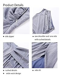 Vestidos de cóctel de noche elegantes sin mangas para dama de un hombro con pliegues y hendidura alta