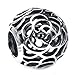Queenberry Sterling Silver Round Filigree Rose European Bead Charm