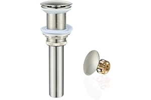 VOTON Bathroom Sink Drain Without Overflow Vessel Sink Lavatory Vanity Pop Up Drain Stopper, Brushed Nickel