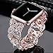 VIQIV Bling Bands for Compatible with Apple Watch 42mm 44mm 45mm 49mm Ultra Iwatch Series 9 8 7 6 5 4 3 2 1, Diamond Rhinestone Stainless Steel Metal Bracelet Wristband Strap for Women Rose Gold