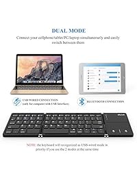 Jelly Peb - Teclado plegable con Bluetooth, portátil, portátil, inalámbrico, plegable, mini teclado táctil, tableta Samsung y otros teléfonos móviles, Completamente negro