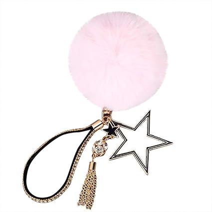 Amazon Com Anyren Pretty Lovely Beautiful Hairball Rhinestone Key Chain Crystal Star Pendent Purse Hanging Ornament Keychain Bag Key Ring Pink Health Personal Care