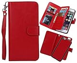 iPhone 6 plus/6S plus 2 in 1 Wallet Case，Hynice Folio Flip PU Leather Case Magnetic Detachable Slim Back Cover Card Holder Slot Wrist Strap wallet for iPhone 6 plus/6S plus 5.5