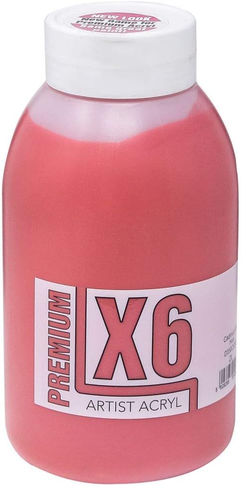 Specialist Crafts X6 Premium Acryl Acrylic Colours 2 litres Cadmium Red Hue
