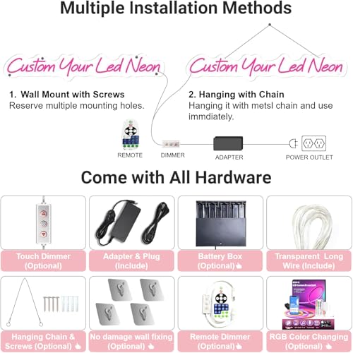 Personalised LED Light Signs, Custom Neon Signs, Custom Neon Sign for Wall Decoration, Personalised Luminous Signs, Light Signs for Wedding, Birthday (26 cm - 152 cm Length)