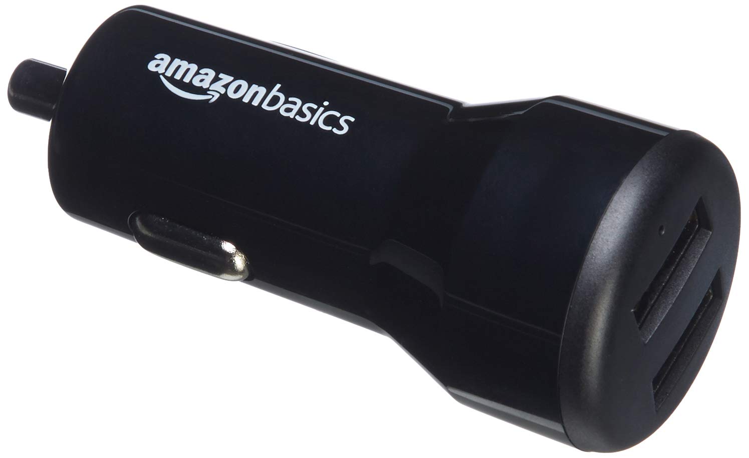 Amazon Basics Dual-Port USB Car Charger Adapter for Apple and Android Devices, 4.8 Amp, 24W, Black