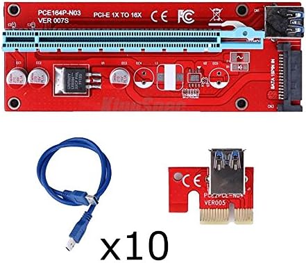 10pcs/lot for Bitcoin mining machine Riser Latest version 007S PCI-E PCI E Express 1X to 16X Riser Card for BTC miner