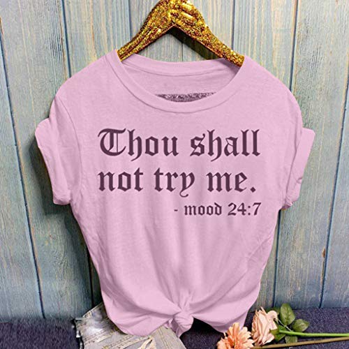 LuluZanm Letter Print T-Shirt for Women Sale Ladies Fashion O-Neck Short Sleeve Blouses Basic Summer Tops Plus S-5XL Pink