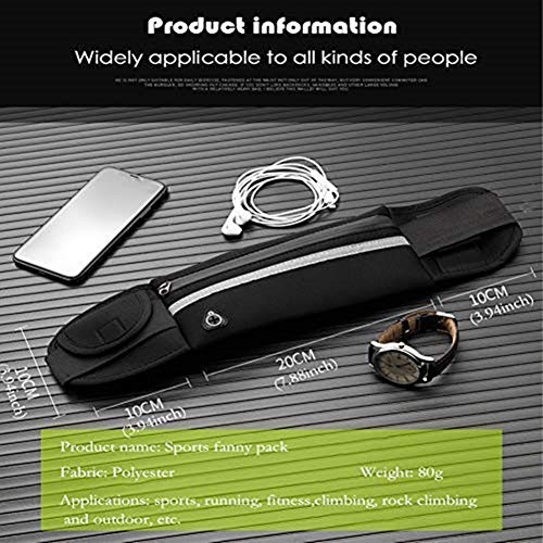 FChome Running Belt Waist Pack-Reflective Waterproof Running Waist Belt-Runners Waist Bag-Adjustable Running Pouch for All Kinds of Phones,Black