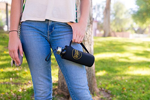Golden Spoon Glass Water Bottles with Sleeves - 18 Oz Pack of 6 - Sturdy & Durable Construction - Stainless Steel Caps with Carrying Loop - Ideal for Beverages, Juice & Water, Lead and BPA Free