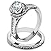 Marimor Jewelry 2.75 Carat Round Cut Cubic Zirconia Stainless Steel Wedding Ring Set Women's Size 7
