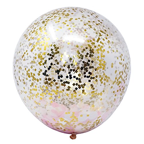 18 Inch Confetti Filled DIY Kit Party Balloons Set - 6 Clear 18