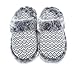 ofoot Womens Comfortable House Bedroom Slippers Soft Knit Fleece Fur Lined Non Slip Rubber Sole Indoor Outdoor (White/Gray, US 11-12)