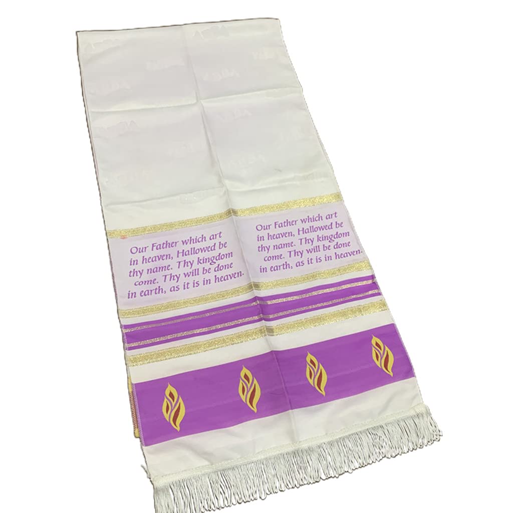 S-TROUBLE Messianic tallit Prayer Shawl by Bethlehem Gifts HolyLand Market Mens Messianic Shawl The Messiah, Purple, 160x38cm/62.99x14.96in