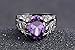 Huanhuan Men's Hot Oval Cut Huge Purple Amethyst CZ Black Gold Plated Rings Gift Size 7 to 13