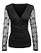 ThinIce Womens Long Sleeve Wrap Top Deep V Neck Drape Tshirt with Side Shirring