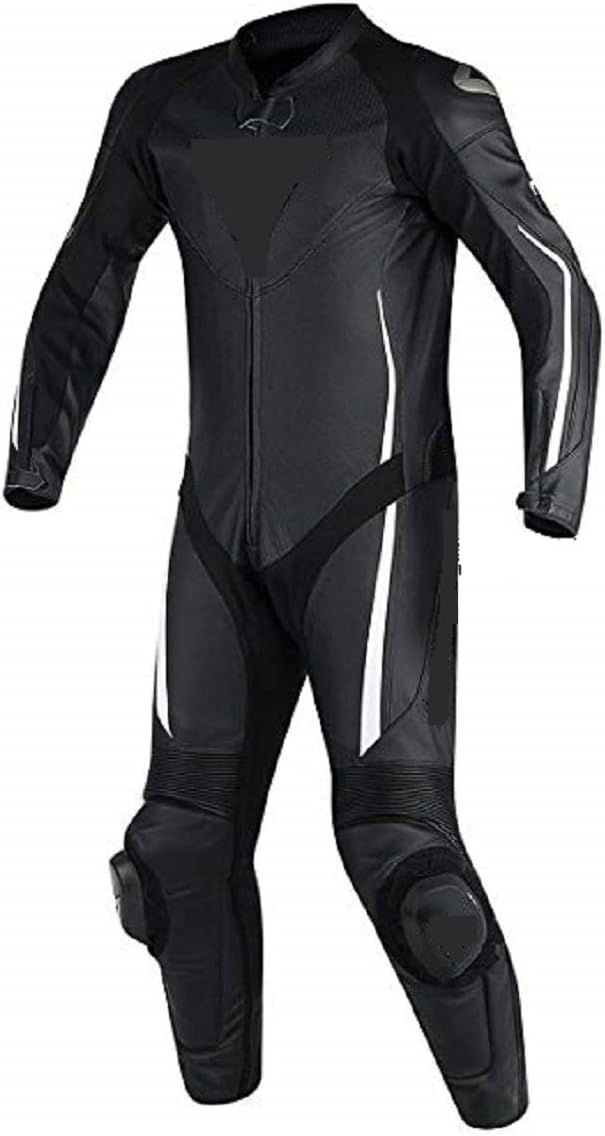 LEATHERAY Men's Fashion Motorbike Real Leather One Piece Suit with Armor Protection Black,XS-5XL