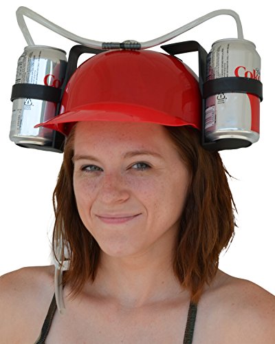 Fairly Odd Novelties Beer Soda Guzzler Helmet Drinking Party Hat, Red