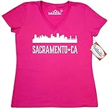 Inktastic Sacramento California Skyline CA Cities Women's V-Neck T-Shirt XX-Large Cyber Pink