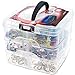 Juvale 3-Tier Bead Organizer Box - 6x6x5 In, Clear Plastic Container with Dividers - Adjustable Sections for Bead Storage & Earring Storage - Craft Container & Jewelry Box Organizer