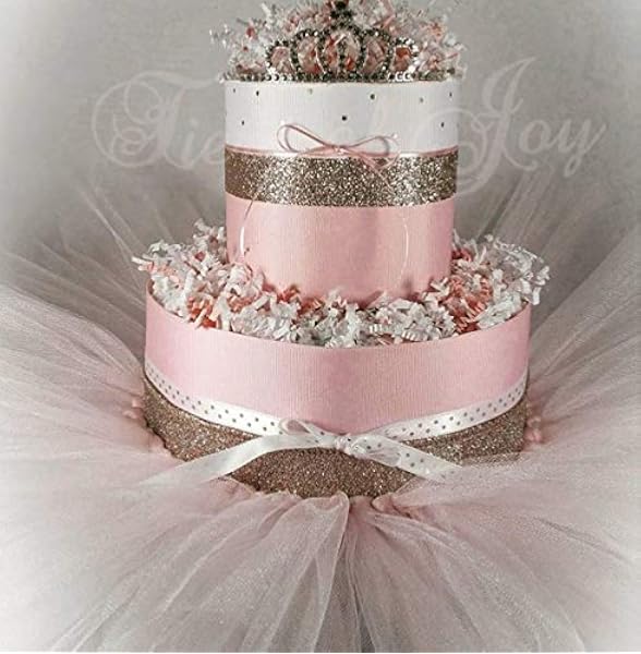 pink and gold diaper cake