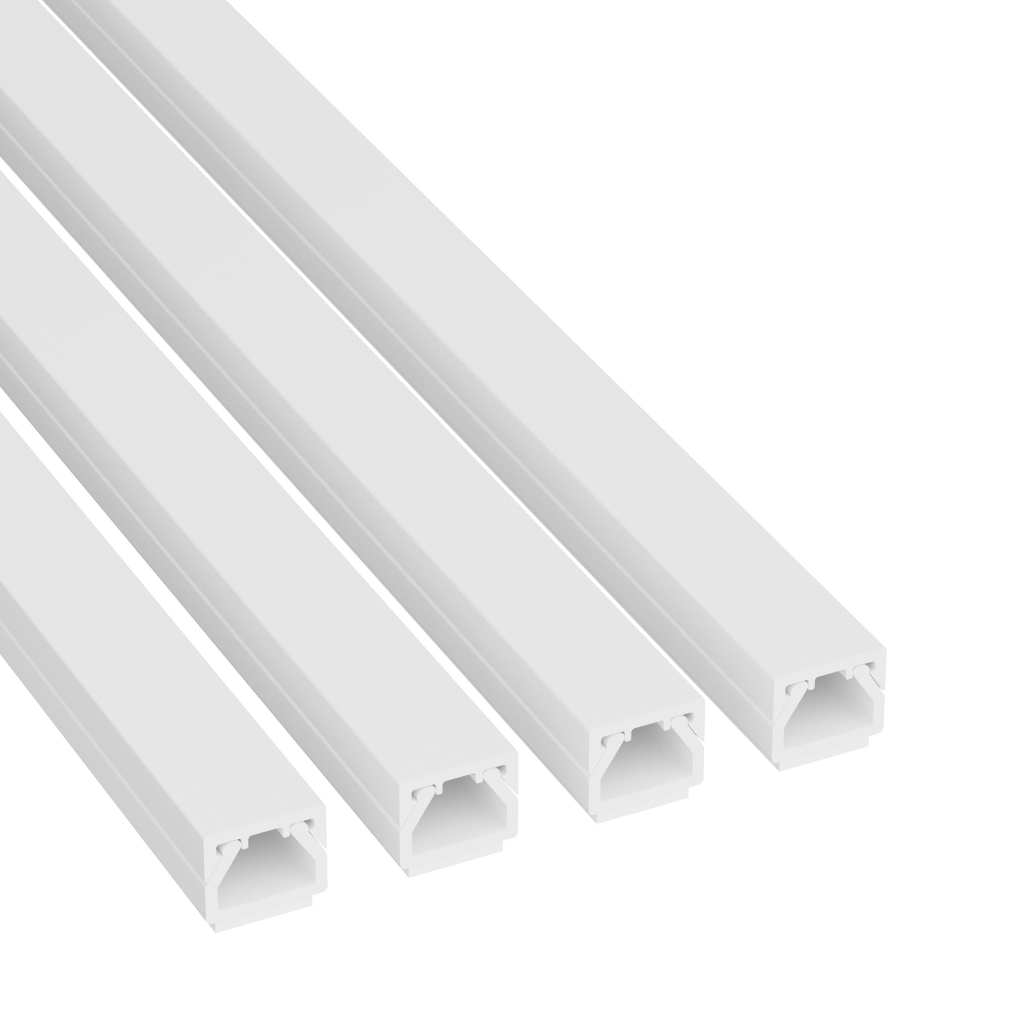 D-Line 10x8mm Cable Trunking, Cable Cover, Paintable, Self-Adhesive Wire Cover, Hide Single Cables, Cable Management - 4x 10mm (W) x 8mm (H) x 1-meter Lengths (4-Meter) - White