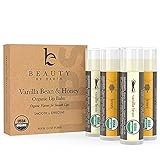 Lip Balm Vanilla Bean & Honey (4 pack), With Natural and Pure Beeswax, Lip Butter with Aloe Vera & Vitamin E, Condition and Repair Dry Chapped Lips, Made in the USA by Beauty by Earth