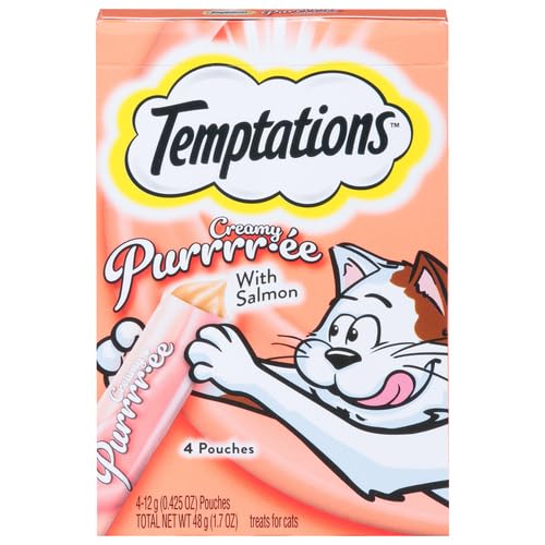 TEMPTATIONS CREAMY PUREE SQUEEZABLE LICKABLE CAT TREATS, WET...