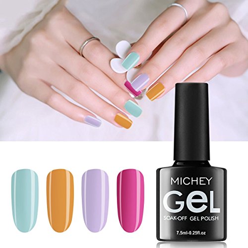 MICHEYGel Soak Off UV LED Gel Nail Polish, pack of 4, Gel Nail Polish Set MICHEYGel Soak Off UV LED Gel Nail Polish, pack of 4, Gel Nail Polish Set