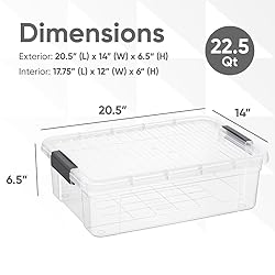 Superio Storage Bins with Lids, Clear Plastic