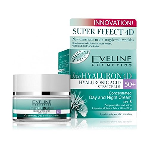 Biohyaluron 4d Concentrated Face Day and Night Cream 50+ for All Skin Types, Also Sensitive Deep Wrinkles Reduction 50 Ml by Eveline Cosmetics