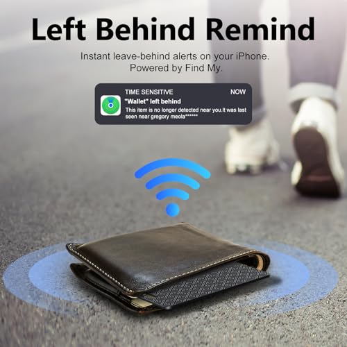 Ultra-Thin Wallet Tracker Card(iOS Only), Bluetooth Tracker Smart Card for Apple Find My iPhone Wallet GPS Tracker, Supports Wireless Charging, 10 Years Battery for Luggage, Wallets, Backpacks, Keys