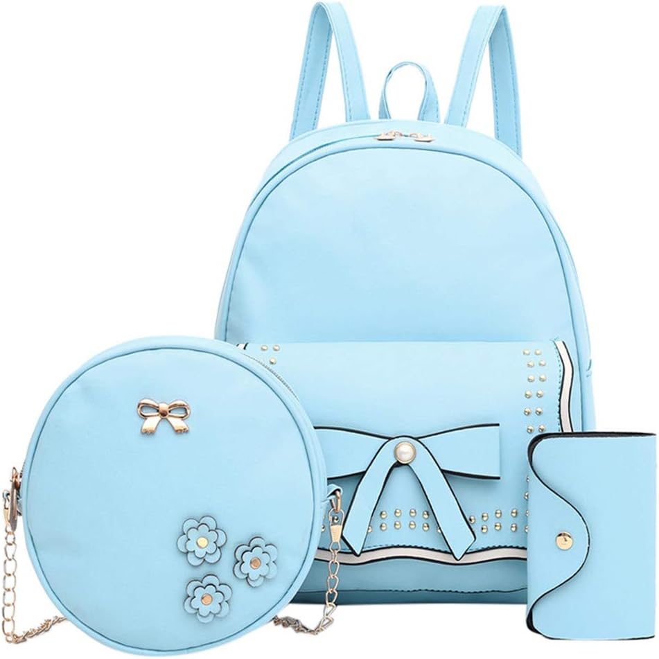 Gopeak Backpacks for Girls in Middle School Women Bookbag Student Solid Color Shoulder Bag + Messenger Bag+ Pen Bag