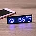 Blue LED Name Badge,SOCW Reuseable Price Tag Rechargeable LED Business Card Screen with 44x11 Pixels USB Programming Digital Sign Temperature Display for Restaurant Shop Exhibition Nightclub Hotel