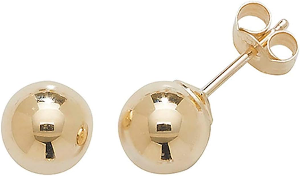 Pair Of 9ct Gold Ball ear studs In Size Ball 3mm,4mm,5mm,6mm