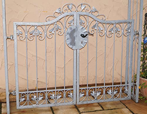 Tor Gartentür Pforte Rosenbogen mit Tür Monaco-RBGT-RBS 140/200 Schloss Verzinkt abschließbare Tür, deutsches Markenschloss Rundbogen Stabil Rankbogen Gartenbogen 140 cm 1.4m Doppelflügeltor – Bild 3