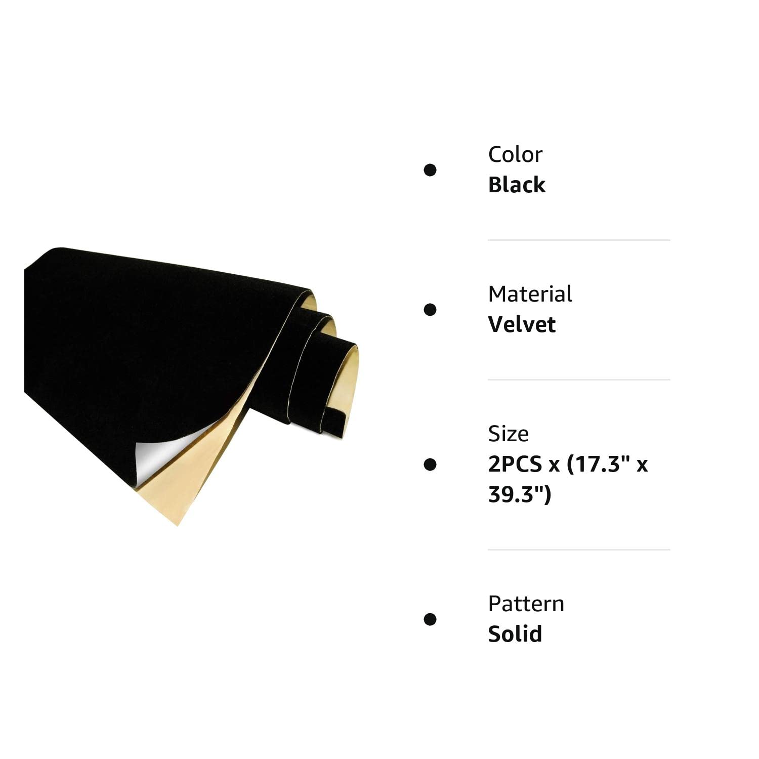 Black Self Adhesive Velvet Fabric Sticky Felt Sheets for Art & Crafts, Jewelry Box, Drawer Liners- 2PCS x (17.3