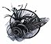 AM CLOTHES Fascinators for Women Flower Feather Headband Hat Fascinator Wedding Headwear 9011BLACK