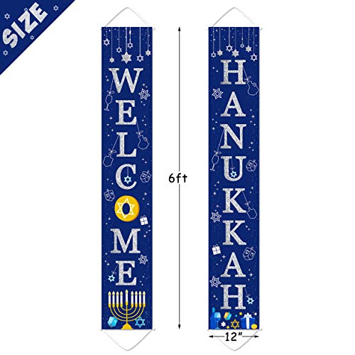 CiyvoLyeen Hanukkah Decorations Banner Hanukkah Porch Sign Welcome Happy Hanukkah Banner Chanukah Ha - //coolthings.us