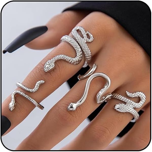 Carufin Vintage Snake Ring Set Animal Finger Joint Stackable